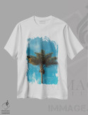 تیشرت سفید طرح دار درخت نخل، مدیوم اثر بثانی یانگ | immage.ir