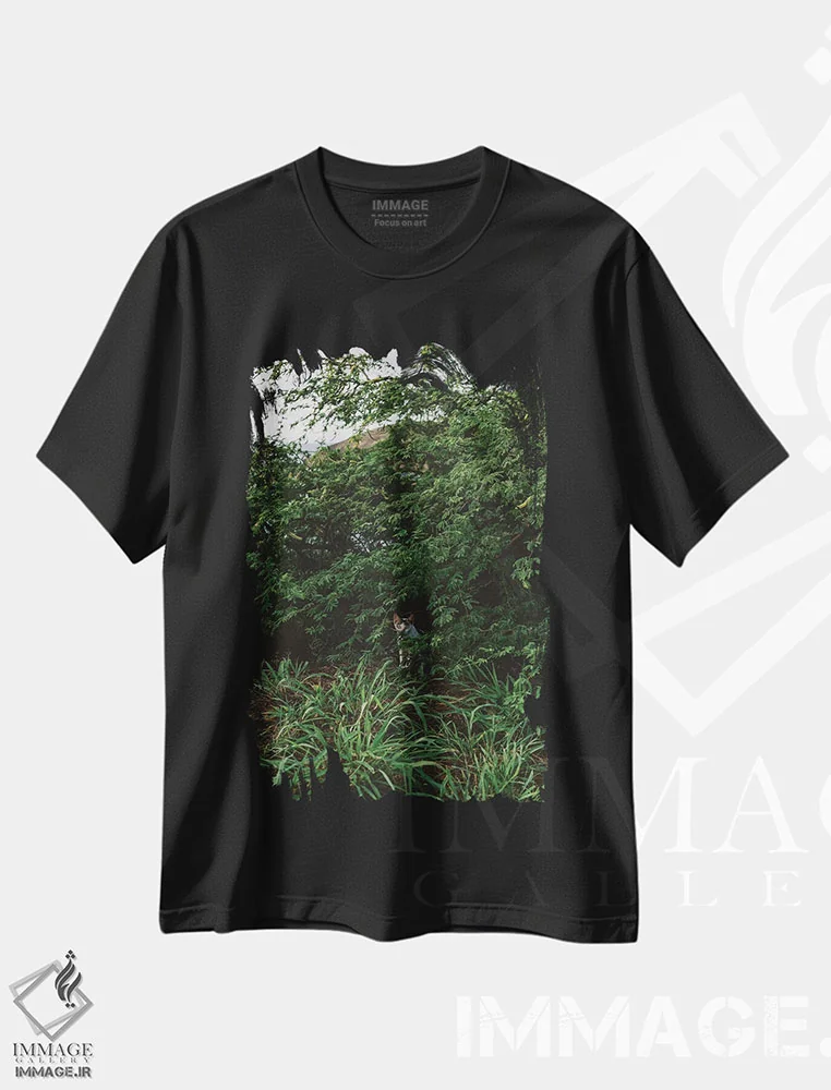تیشرت مشکی طرح دار گربه هاوایی، مدیوم اثر بثانی یانگ | immage.ir
