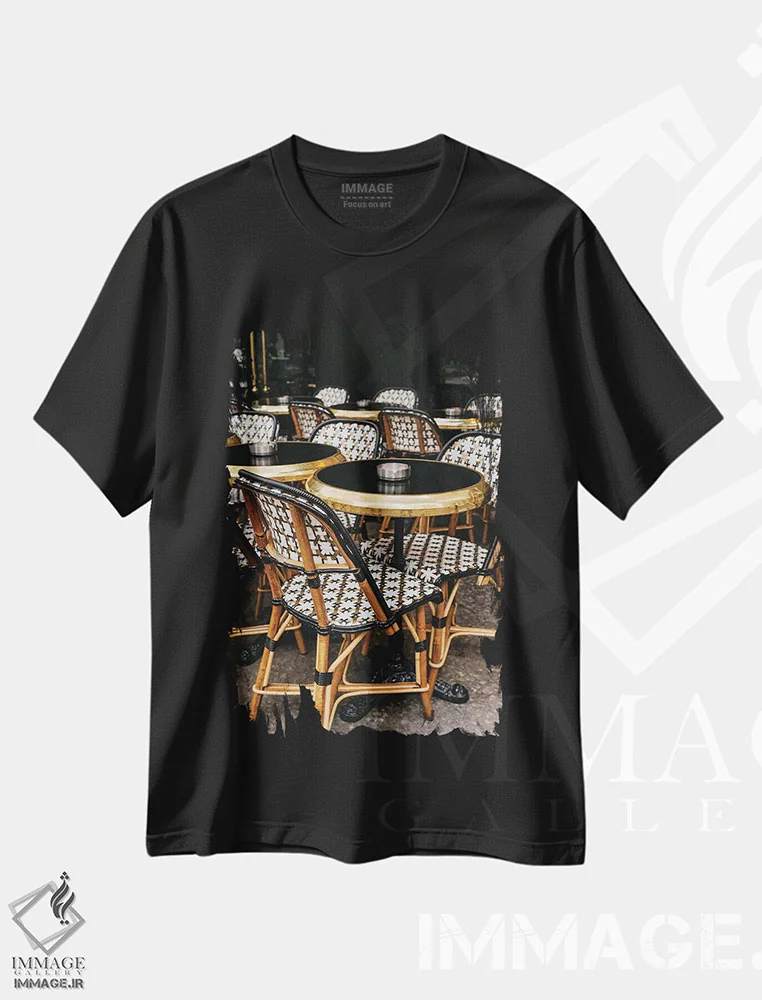 تیشرت مشکی طرح دار کافه پاریس ۷، مدیوم اثر بثانی یانگ | فروشگاه ایماژ