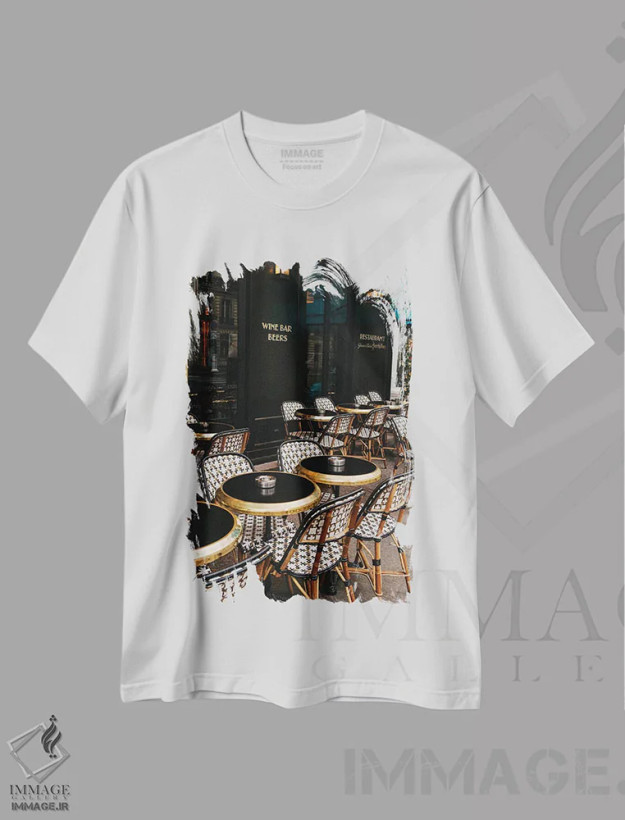 تیشرت سفید طرح دار کافه پاریس ۸، مدیوم اثر بثانی یانگ | فروشگاه ایماژ