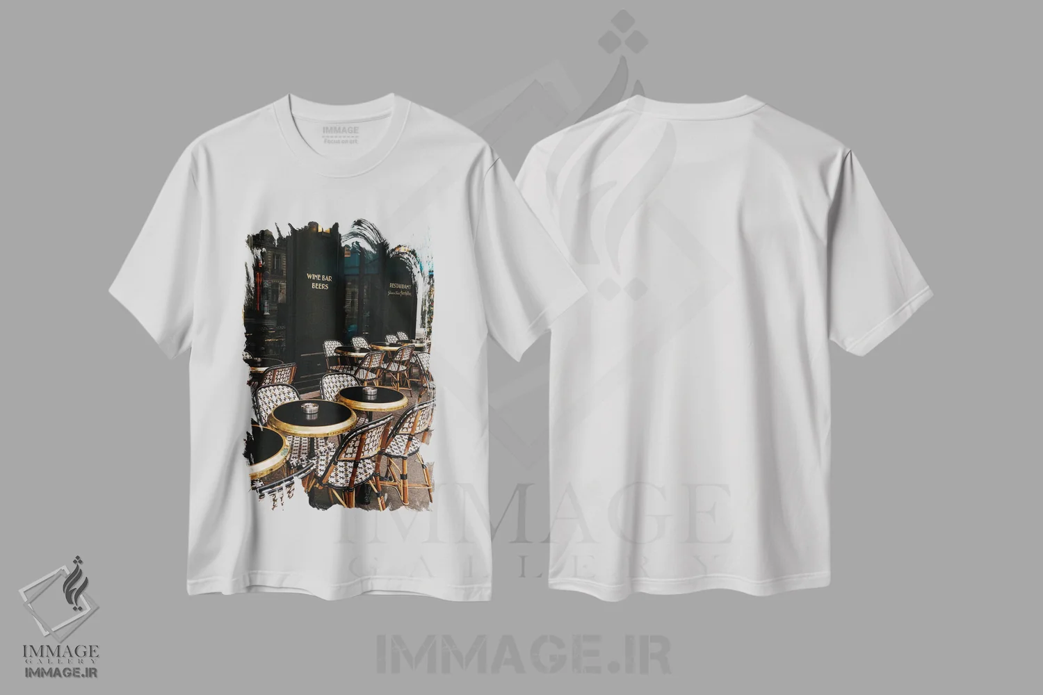 تیشرت سفید طرح دار کافه پاریس ۸، مدیوم اثر بثانی یانگ | فروشگاه ایماژ