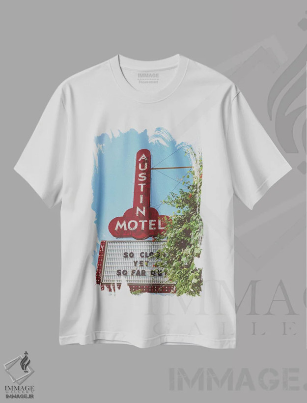 تیشرت سفید طرح دار متل آستین، مدیوم اثر بثانی یانگ | فروشگاه ایماژ