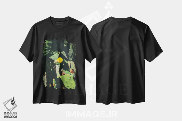 تیشرت مشکی طرح دار شکوفه مرکزی، مدیوم اثر بثانی یانگ | immage.ir