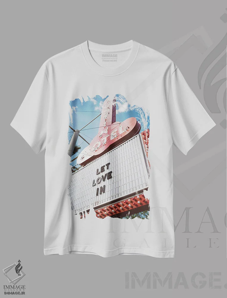 تیشرت سفید طرح دار عشق را راه بده ۲، مدیوم اثر بثانی یانگ | فروشگاه ایماژ