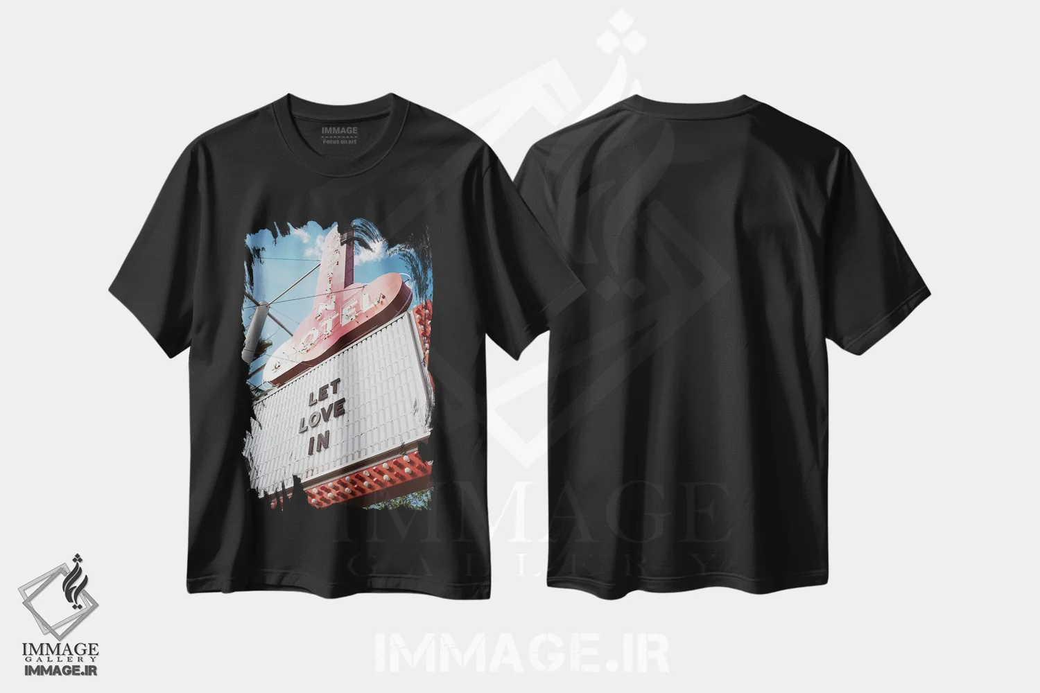 تیشرت مشکی طرح دار عشق را راه بده ۲، مدیوم اثر بثانی یانگ | immage.ir