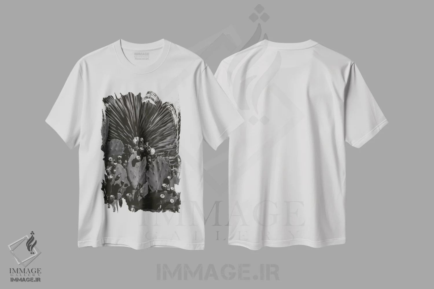 تیشرت سفید طرح دار کاکتوس سیاه و سفید، عکاسی سیاه و سفید اثر بثانی یانگ | immage.ir