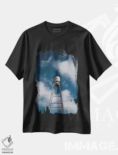 تیشرت مشکی طرح دار برج آب مارفا، مدیوم اثر بثانی یانگ | فروشگاه ایماژ