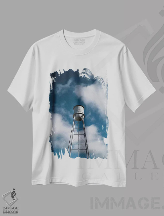 تیشرت سفید طرح دار برج آب مارفا، مدیوم اثر بثانی یانگ | immage.ir