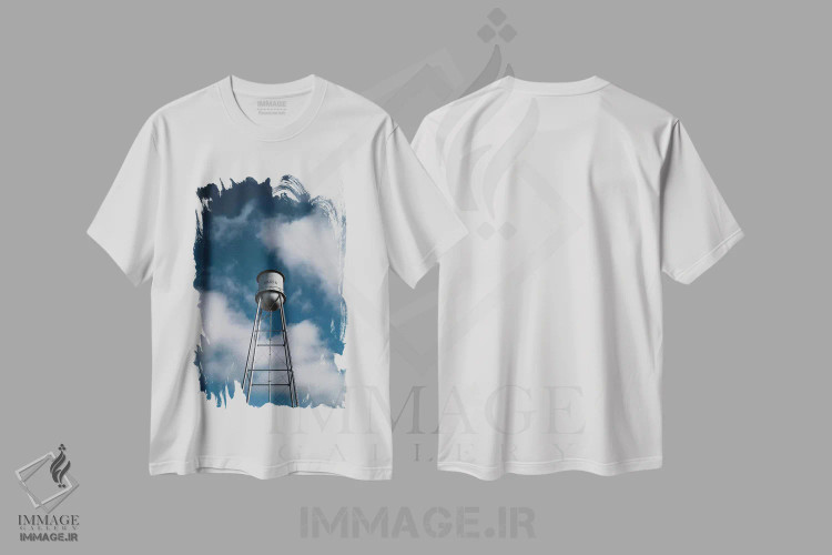 تیشرت سفید طرح دار برج آب مارفا، مدیوم اثر بثانی یانگ | immage.ir