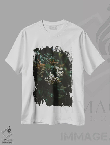تیشرت سفید طرح دار شکوفه های واشنگتن، مدیوم اثر بثانی یانگ | فروشگاه ایماژ