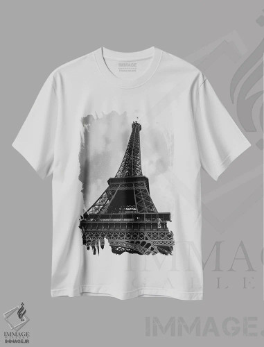 تیشرت سفید طرح دار برج ایفل ۱۲، مدیوم اثر بثانی یانگ | فروشگاه ایماژ