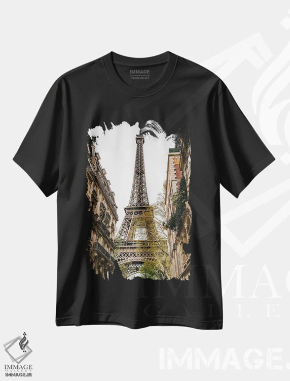 تیشرت مشکی طرح دار برج ایفل ۴، مدیوم اثر بثانی یانگ | immage.ir