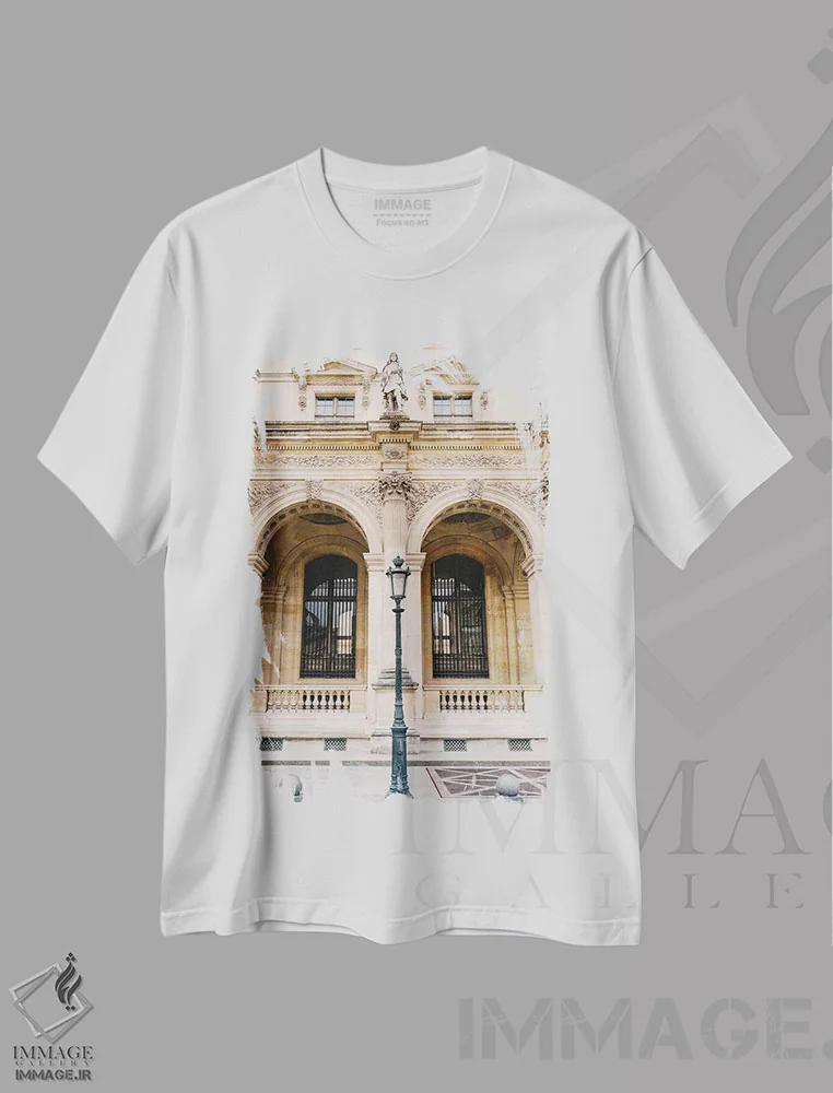 تیشرت سفید طرح دار لوور ۵، مدیوم اثر بثانی یانگ | immage.ir