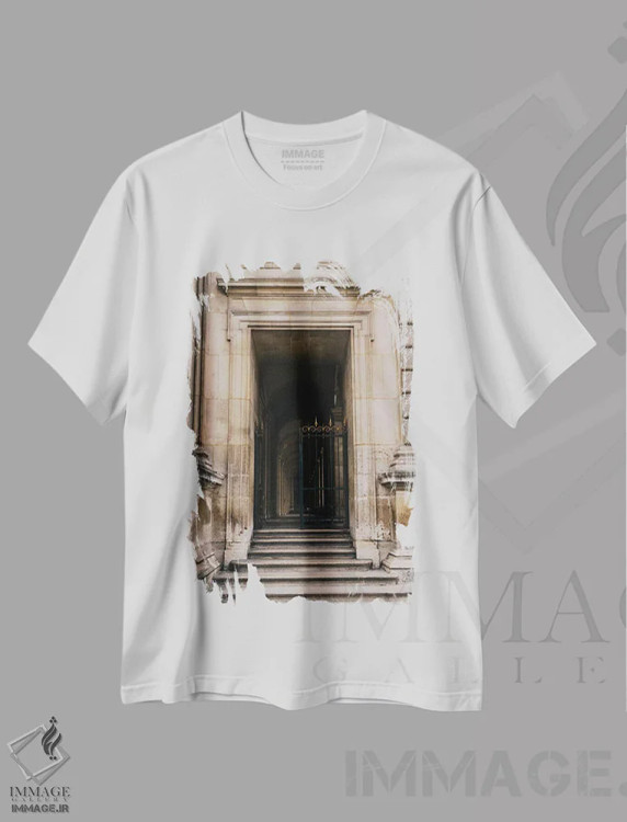 تیشرت سفید طرح دار لوور ۶، مدیوم اثر بثانی یانگ | فروشگاه ایماژ