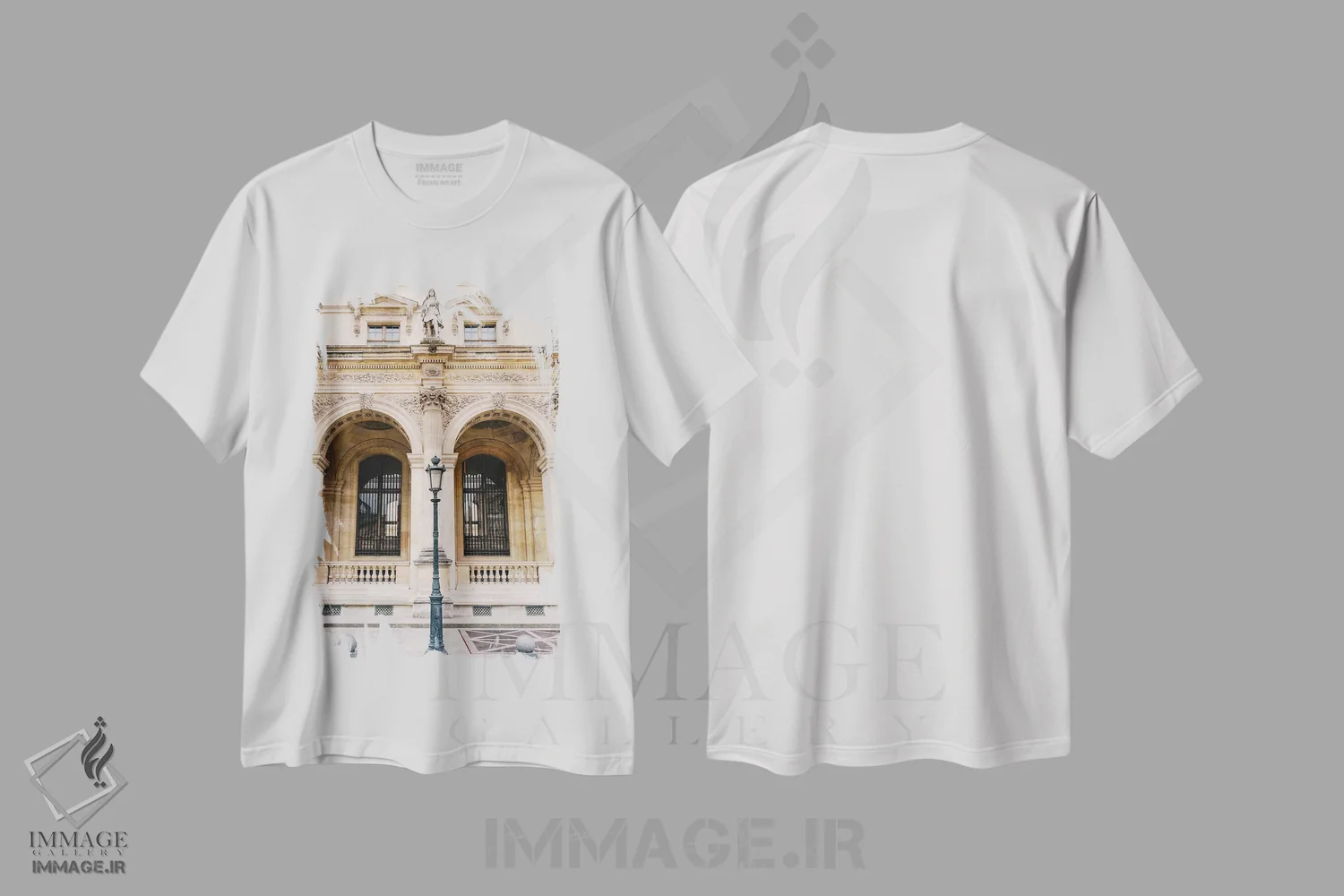 تیشرت سفید طرح دار لوور ۵، مدیوم اثر بثانی یانگ | immage.ir