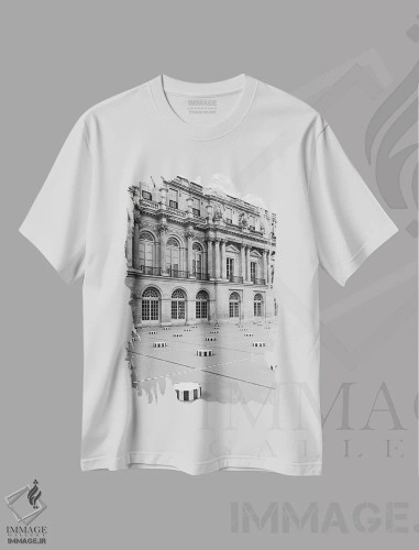 تیشرت سفید طرح دار قصر سلطنتی ۵، عکاسی سیاه و سفید اثر بثانی یانگ | فروشگاه ایماژ