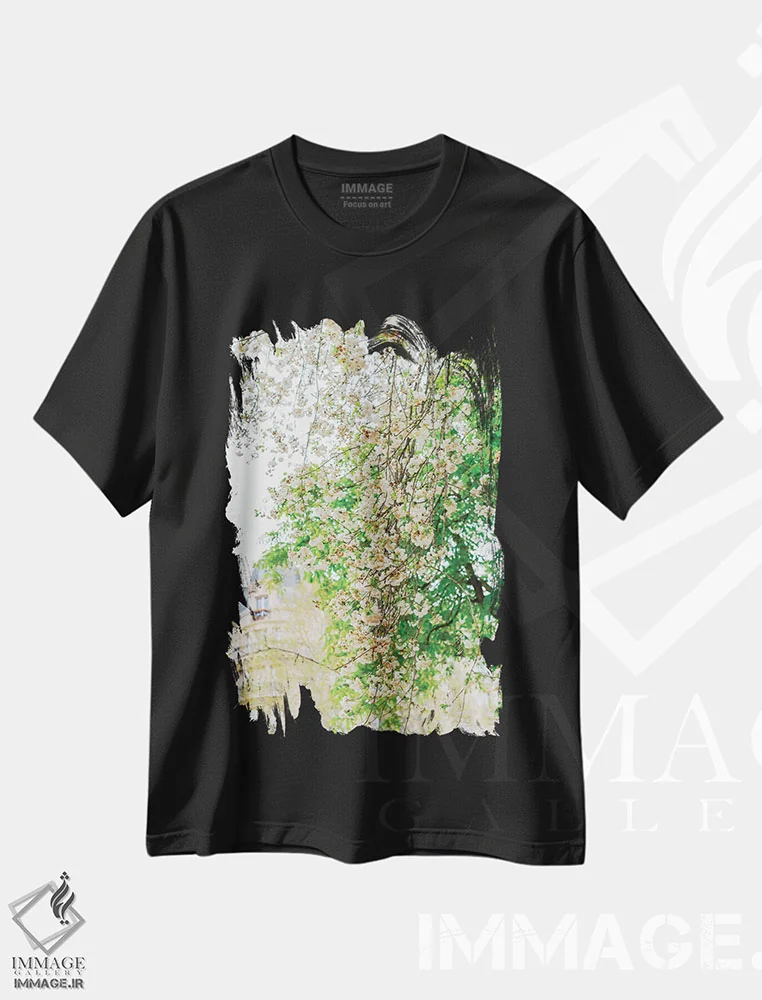 تیشرت مشکی طرح دار باغ پاریس ۲، مدیوم اثر بثانی یانگ | immage.ir