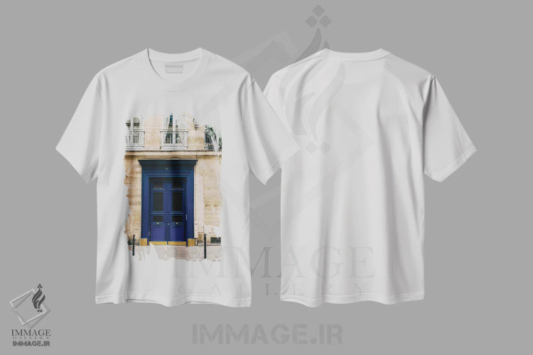 تیشرت سفید طرح دار درب های پاریس ۳، مدیوم اثر بثانی یانگ | فروشگاه ایماژ