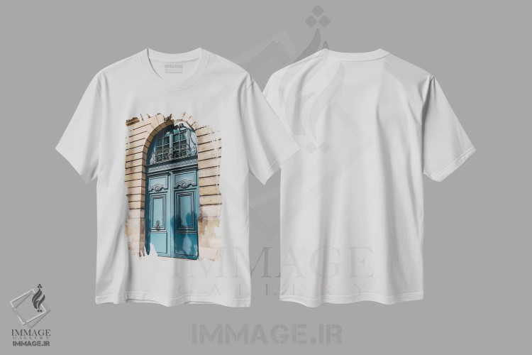 تیشرت سفید طرح دار درب های پاریس ۶، مدیوم اثر بثانی یانگ | immage.ir