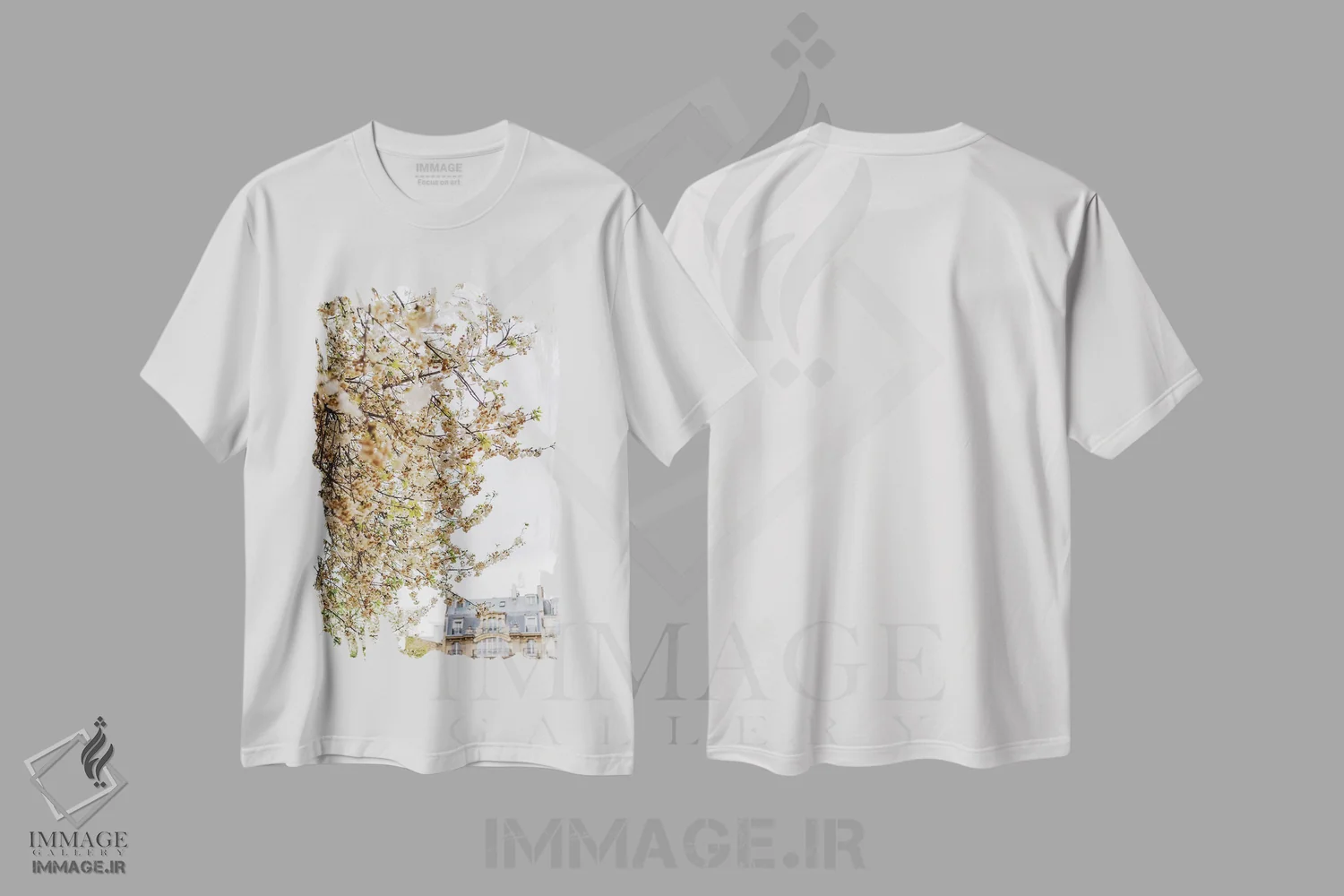 تیشرت سفید طرح دار باغ پاریس، مدیوم اثر بثانی یانگ | فروشگاه ایماژ