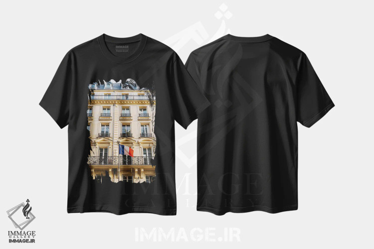 تیشرت مشکی طرح دار غروب پاریس، مدیوم اثر بثانی یانگ | immage.ir