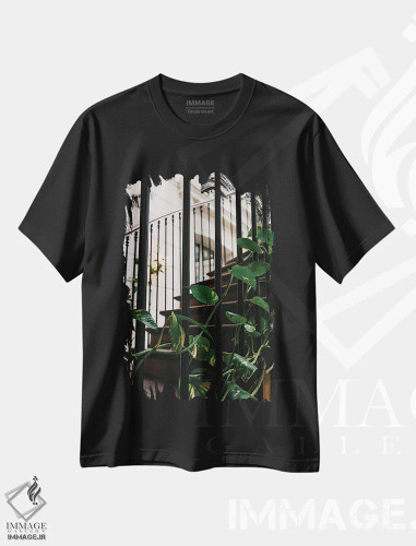 تیشرت مشکی طرح دار پله های پاریسی، مدیوم اثر بثانی یانگ | فروشگاه ایماژ