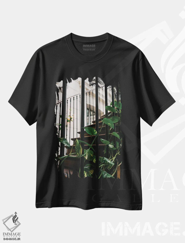 تیشرت مشکی طرح دار پله های پاریسی، مدیوم اثر بثانی یانگ | فروشگاه ایماژ