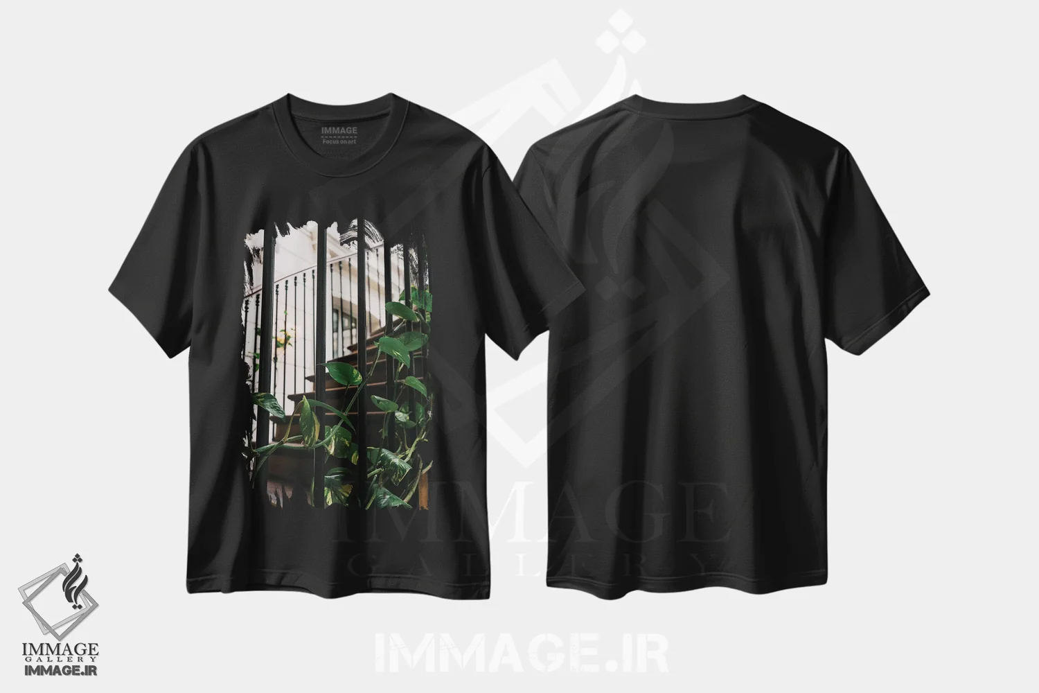 تیشرت مشکی طرح دار پله های پاریسی، مدیوم اثر بثانی یانگ | فروشگاه ایماژ