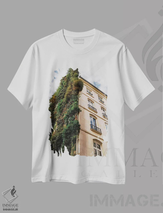 تیشرت سفید طرح دار باغ عمودی پاریسی ۴، مدیوم اثر بثانی یانگ | immage.ir