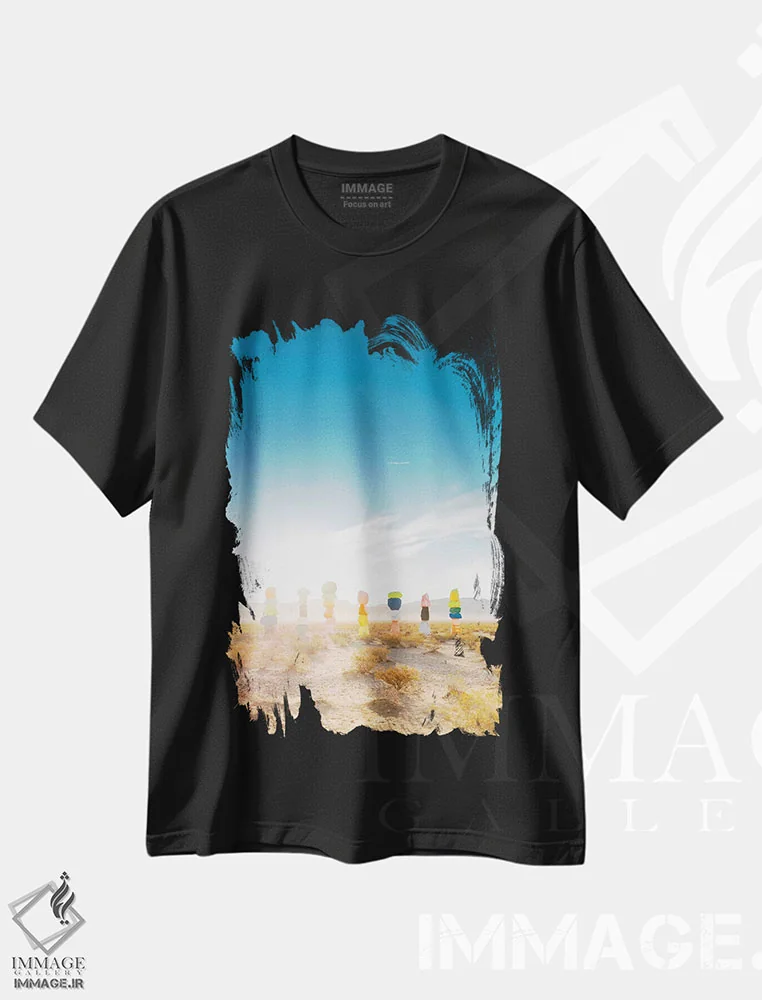 تیشرت مشکی طرح دار طلوع هفت کوه جادویی، مدیوم اثر بثانی یانگ | immage.ir