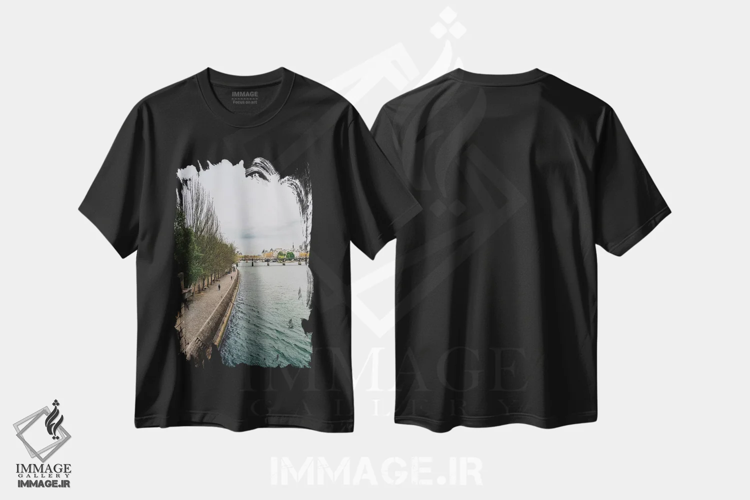تیشرت مشکی طرح دار رود سن ۲، مدیوم اثر بثانی یانگ | فروشگاه ایماژ