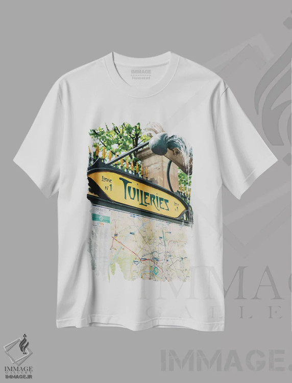 تیشرت سفید طرح دار باغ تویلری، مدیوم اثر بثانی یانگ | فروشگاه ایماژ