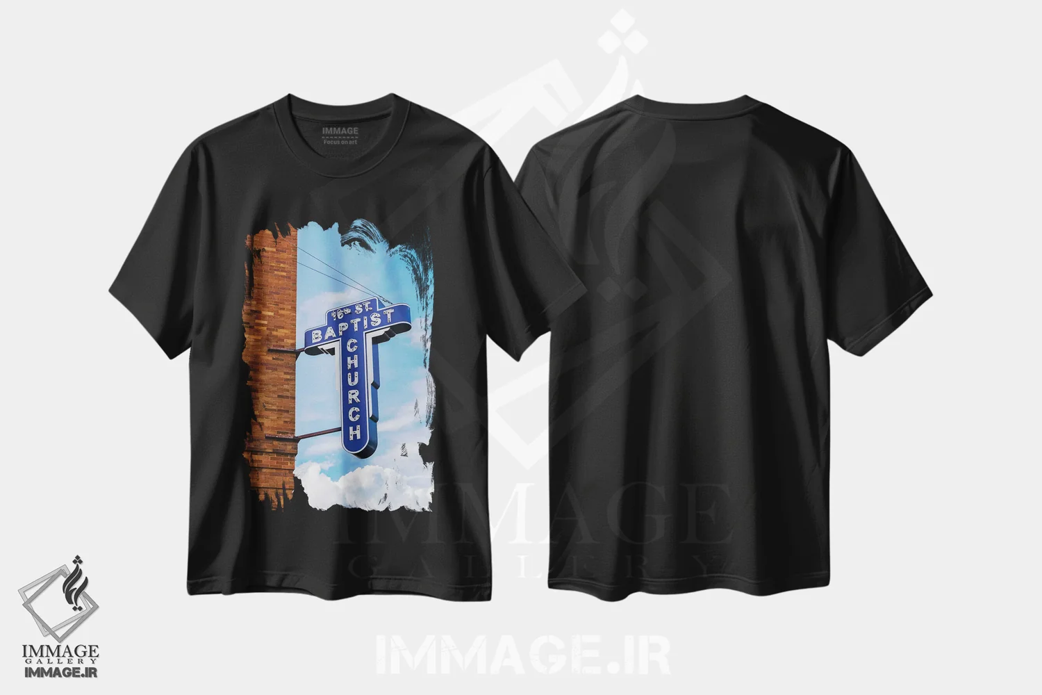 تیشرت مشکی طرح دار کلیسای باپتیست خیابان شانزدهم ۲، مدیوم اثر بثانی یانگ | فروشگاه ایماژ
