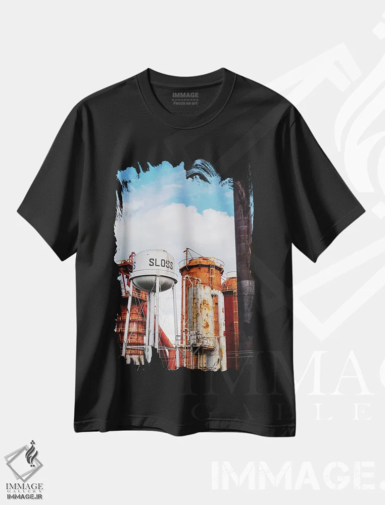 تیشرت مشکی طرح دار کوره های اسلُس، مدیوم اثر بثانی یانگ | فروشگاه ایماژ