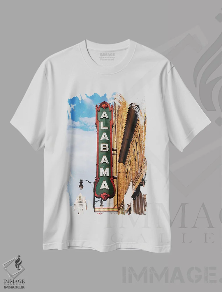 تیشرت سفید طرح دار تابلو آلاباما ۲، مدیوم اثر بثانی یانگ | فروشگاه ایماژ