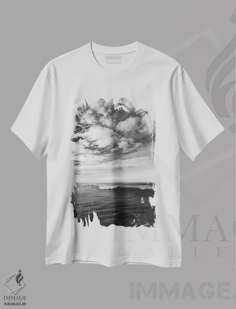تیشرت سفید طرح دار موج سواری به صورت تک رنگ، مدیوم اثر بثانی یانگ | فروشگاه ایماژ