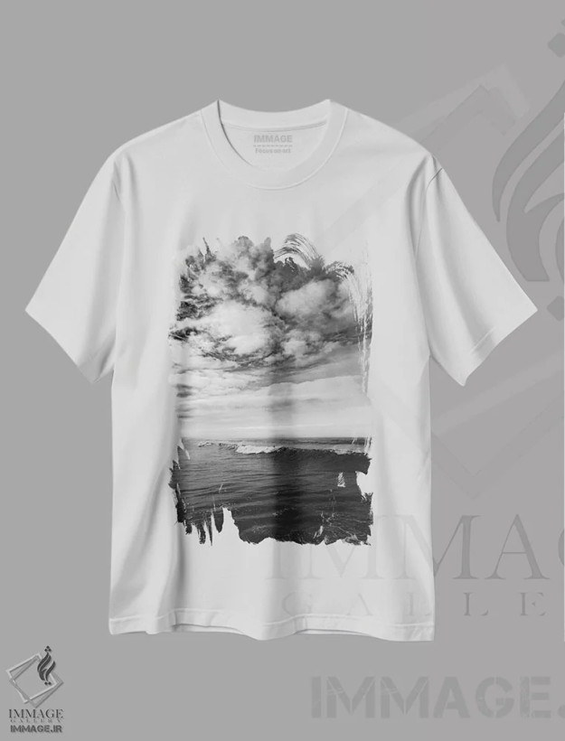 تیشرت سفید طرح دار موج سواری به صورت تک رنگ، مدیوم اثر بثانی یانگ | فروشگاه ایماژ