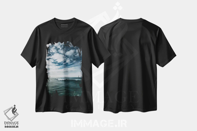 تیشرت مشکی طرح دار موج سواری ساحل اقیانوسی سن دیگو II، مدیوم اثر بثانی یانگ | فروشگاه ایماژ