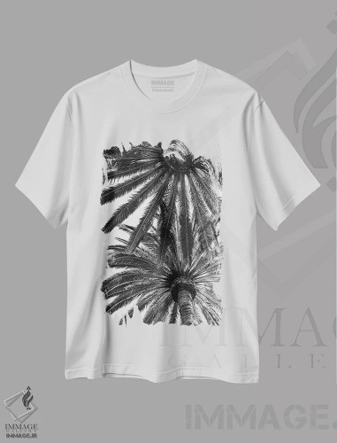تیشرت سفید طرح دار نخل های ونیز، عکاسی سیاه و سفید اثر بثانی یانگ | فروشگاه ایماژ