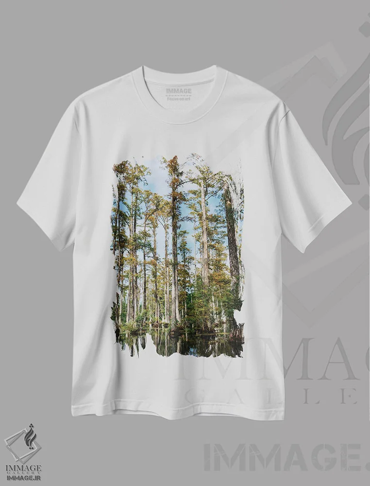 تیشرت سفید طرح دار باغ سرو چارلستون II، مدیوم اثر بثانی یانگ | immage.ir