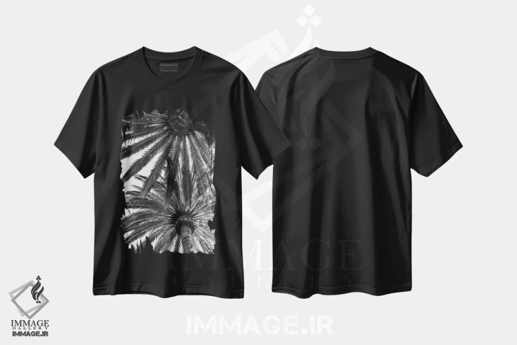 تیشرت مشکی طرح دار نخل های ونیز، عکاسی سیاه و سفید اثر بثانی یانگ | immage.ir