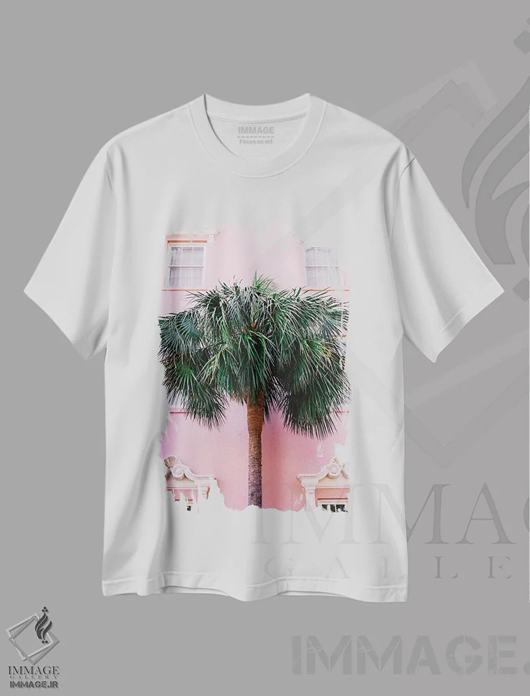 تیشرت سفید طرح دار صورتی چارلستون، مدیوم اثر بثانی یانگ | فروشگاه ایماژ