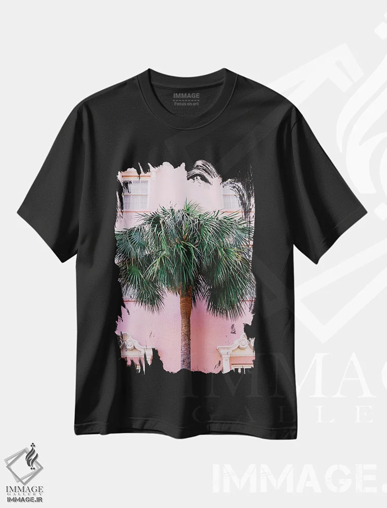 تیشرت مشکی طرح دار صورتی چارلستون، مدیوم اثر بثانی یانگ | immage.ir