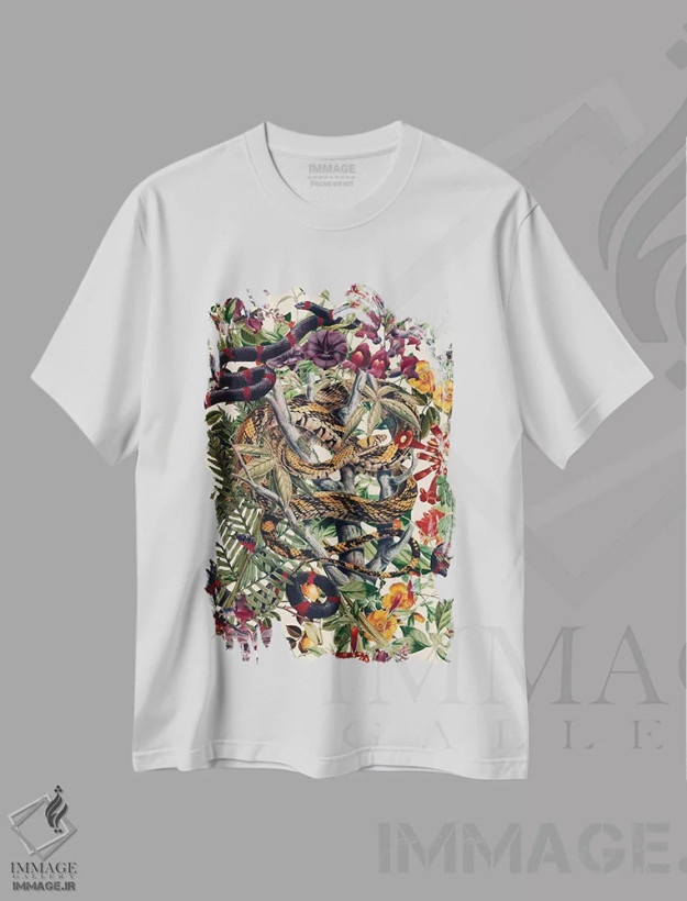 تیشرت سفید طرح دار خطرات جنگل II، دکور بوهمی اثر برجو کورکماز یورک | فروشگاه ایماژ