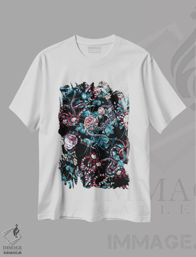 تیشرت سفید طرح دار خطرات جنگل III-II، دکوراسیون جایگزین اثر برجو کورکماز یورک | فروشگاه ایماژ