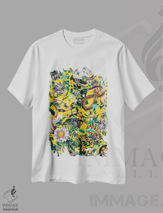 تیشرت سفید طرح دار خطرات جنگل IV، دکور بوهمی اثر برجو کورکماز یورک | immage.ir