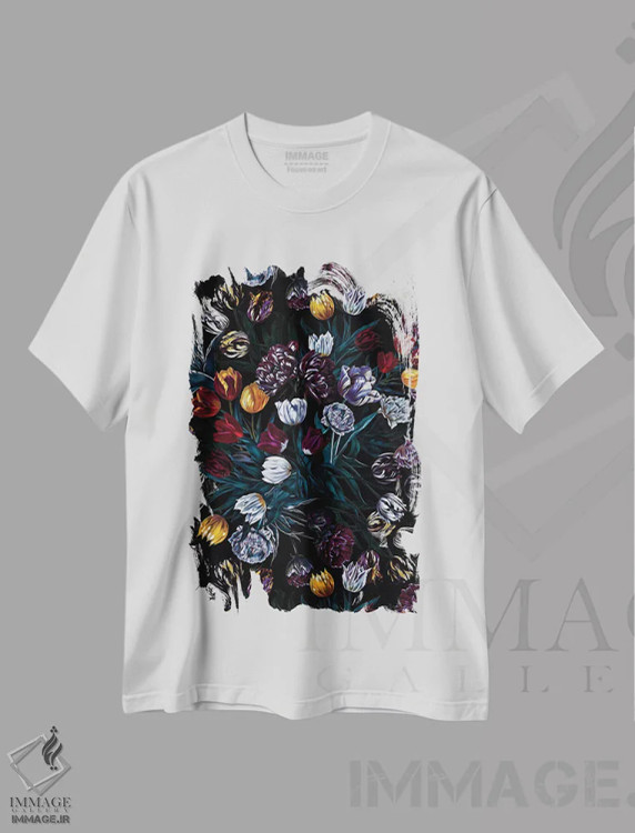 تیشرت سفید طرح دار باغ عجیب و غریب، دکوراسیون جایگزین اثر برجو کورکماز یورک | immage.ir