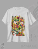 تیشرت سفید طرح دار گل ها و پرندگان XVIII، دکور بوهمی اثر برجو کورکماز یورک | immage.ir