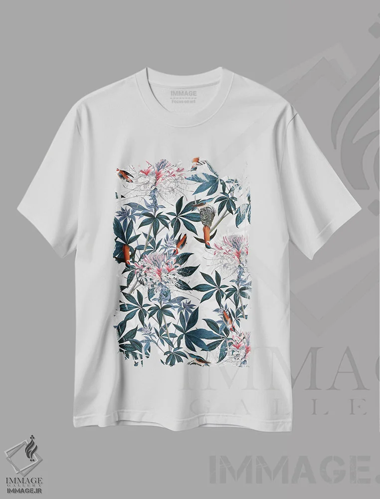 تیشرت سفید طرح دار مرغ مگس خوار I، دکور بوهمی اثر برجو کورکماز یورک | immage.ir