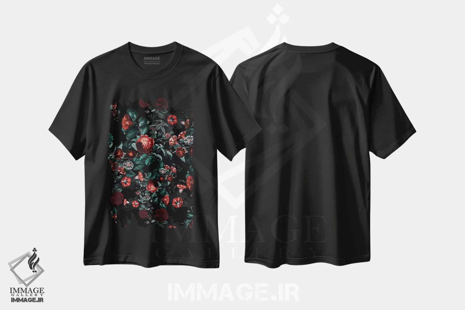 تیشرت مشکی طرح دار باغ نیمه شب II، دکور بوهمی اثر برجو کورکماز یورک | immage.ir
